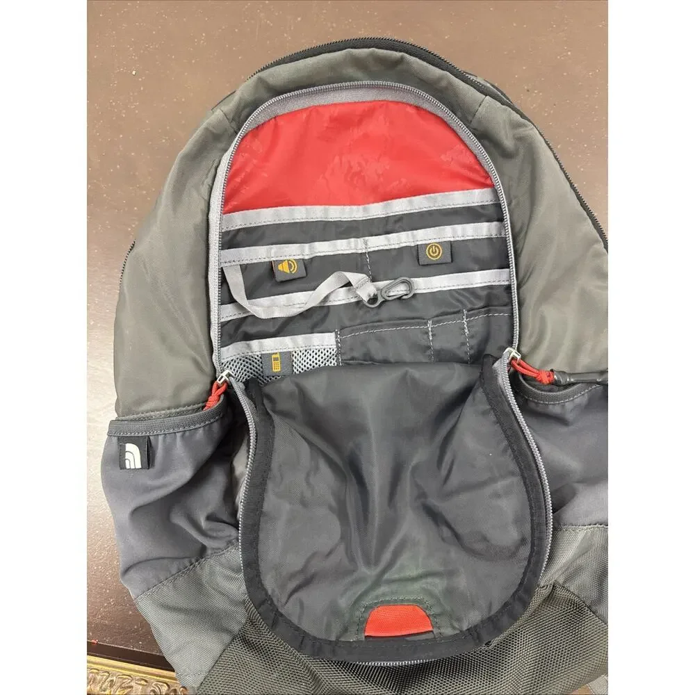 Vintage The North Face Borealis Backpack Gray Orange 2000s Y2K Hiking School